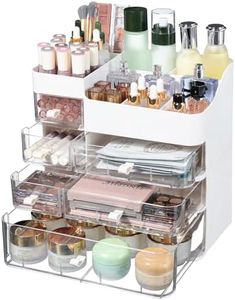 Cq acrylic White Makeup Organizer with 6 Drawers -Plastic Skincare and Cosmetic Storage for Vanity Countertop,Dresser Top Organizer for Lotions,Beauty Products,Bathroom Countertop Organizers