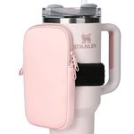 Water Bottle Pouch For Stanley, Gym Tumbler Accessories for Women, Compatible With Stanley Quencher Adventure 40oz & IceFlow 20/30oz, Workout Outdoor Tumbler Pocket for Phone, Card, Keys, Cash-Pink