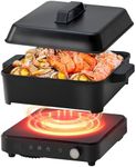 Olayks Portable Induction Cooktop, 1500W Induction Cooktop with 6 Temperature 8 Power Settings, 99 Minutes Timer, Including 8L Cast Iron Cooking Pot and Cast Iron Pan