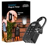 myTouchSmart 26898-P1 Indoor and Outdoor Digital Timer, Plug-in, Two Grounded Outlets, Weather Resistant, Presets/Custom Countdown, Ideal for String, Christmas Lights, 26898, 1 Pack, 2 Black | Daily