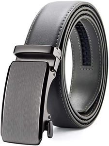 Chaoren Ratchet Slide Belt with Genuine Leather 1 3/8, Mens Dress Belt Trim to Adjustable Fit - Grey - 28" to 42" Waist Adjustable