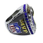 Mascotwish Fantasy Football Championship Ring 2024 - Fantasy Football League Ring with Display Box, Cubic Zirconia, White Gold, rhinestones