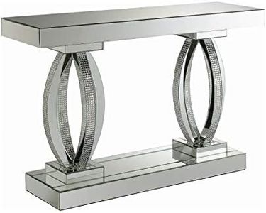 Coaster Furniture Rectangular Shelf Clear Mirror Sofa Table Silver 722519