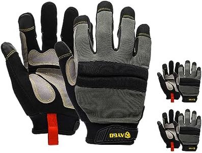 KAYGO Work Gloves For Men, KG125M Mechanic Utility Work Gloves for All Purpose, Excellent Grip, Heavy Duty, Improved Dexterity, Touch Screen, 2X-Large, 3 pairs, Grey