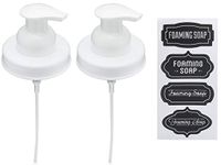 Jarmazing Products Mason Jar Foaming Soap Dispenser Lids - Includes waterproof stickers! - White - 2 Pack