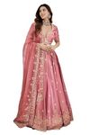 TRENDMALLS Satin Embroidery Sequence Work Semi-Stitched Lehenga Choli with Net Dupatta For Women-L257-DarkPeach (Wedding-Bridal-Latest-Lehenga-Choli_Free Size)