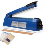 Impulse Heat Sealer Manual Bags Heat Impulse Sealing Machine for Plastic Bags PE PP Bags with Extra Replace Element Grip (300mm, Blue)