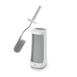 Joseph Joseph Flex Plus - Smart Hygienic Silicone Toilet Brush with Storage Bay Caddy, flexible, anti-drip, anti-clog deep clean head - Large, White/Grey