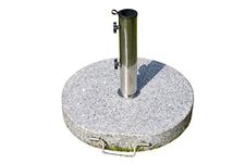 Garden Market Place Large Round Granite Parasol Umbrella Base Weight 30KGS - With Stainless Steel Tube, Handle and Wheels