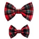 New Dogs Bow Tie Tartan woven Elastic Band attach COLLAR ACCESSORY Handmade UK (Small Tartan woven)