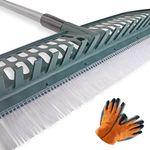 ZONDER® Artificial Turf Rake - Garden Gloves | Extra Length - Heavy Duty | Astro Bristle Brush for Synthetic Grass | Neat Yard | Remove Leaves, Pet Hair from Artificial Lawn | Durable, Rust-Resistant