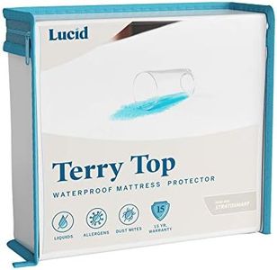 LUCID Premium Hypoallergenic 100% Waterproof Mattress Protector - Universal Fit, Cotton Terry Top,White Twin