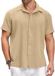COOFANDY Men's Cuban Linen Shirt Guayabera Beach Cotton Casual Summer Shirt
