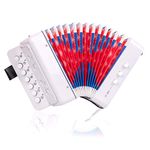 Horse Button Accordion,10 Keys Control Kids Accordion Musical Instruments for Kids Children Beginners Lightweight and Environmentally-friendly (White)