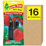 LITTLE TREES Car Air Freshener. Vent Wrap Provides Long-Lasting Scent, Slip on Vent Blade. Strawberry, 16 Air Fresheners