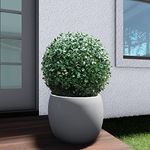 TANG Sunshades Depot Inc 15'' Geeen Topiary Faux Ball Boxwood 1 Piece Faux Leaf Topiary Artificial Plant Indoor Outdoor Decor-Garden Backyard Decoration