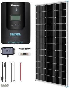Renogy 100 Watt 12 Volt Off Grid Solar Premium Kit with Monocrystalline Solar Panel and 20A MPPT Rover Controller
