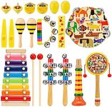 Anpro Kids Musical Instruments Set for Toddler, 21 PCS Baby Wooden Percussion Musical Toys, Preschool Educational Baby Musical Toys for Boys and Girls with Storage Bag