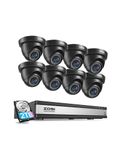 ZOSI H.265+ 1080p 16 Channel Security Camera System,16 Channel DVR with Hard Drive 2TB and 8 x Outdoor Indoor CCTV Dome Cameras 1080p with 80ft Night Vision and 110°Wide Angle -Black