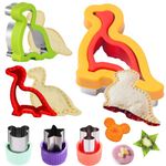 Crethink Sandwich Cutters and Sealers for Children - 5 Pieces - Dinosaur Sandwich Sealers and Mouse Star Airplane Stainless Steel Vegetable Cutters for Kids Boys & Girls