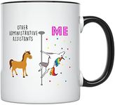 Younique Designs Administrative Assistant Mug, 11 Ounces, White, Unicorn Mug (Black Handle)