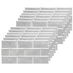 Grey Brick Tile Stickers for Bathroom Kitchen Waterproof Vinyl Stick on Tiles Backsplash Self Adhesives Wall Tile Transfers Peel and Stick Tile Decals for Living Room - 30x15cm (12 Sheets)