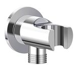 Keymark Wall Supply Elbow with Hand Shower Holder Chrome, Brass 1/2″Shower Hose Connector, Round Wall Mount Drop Ell Union Water Outlet