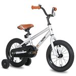 JOYSTAR 14 Inch Kids Bike for 3 4 5 Years Boys Girls Gifts Bikes Unisex Children Bicycles with Training Wheels BMX Style 85% Assembled Silver