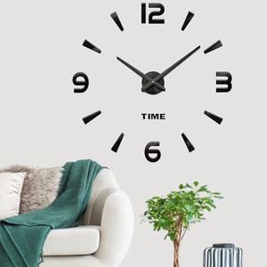 orologio da parete moderno, silenzioso, fai da te, adesivo 3D, per decorazione, regalo per casa, ristorante, ufficio e hote (nero)