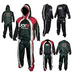 XXR Heavy Duty Sweat Suit Sauna Exercise Gym Suit Fitness weight loss and hooded (Black, Large)