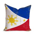 PODbyyou Philippines Flag Throw Pillow Cover 16x16in Philippines Cushion Covers Home Decor Velvet Cushion Case with Zippe for Bedroom Sofa Couch Modern National Flag Pillow Cover Housewarming Gift