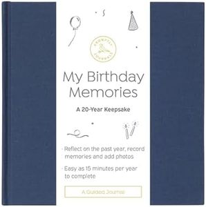 Promptly Journals - My Birthday Memories: A 20-Year Keepsake (Navy, Linen) | Birthday Memory & Yearly Journal | Gifts for Adults