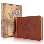 Our Adventure Book Scrapbook Photo Album, 30 x 19cm 80 Pages, 3D Embossed Words Leather Hard Cover Travel Scrapbook for Anniversary, Wedding, Christmases, Mother's Day Gift, Easter etc