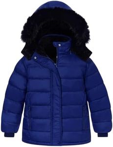 Funnycokid Boys Jacket Kids Winter Coat Puffer Outerwear Size 7-8 Waterproof Fleece Lined 7 8 Years Navy Blue