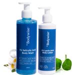 Be Bodywise 5% Lactic Acid Body Lotion (200ml) & 1% Salicylic acid Bodywash (250ml) for Women | Helps to Prevent Body Acne, Cleanses Skin & Nourishes Skin | Paraben and SLS free