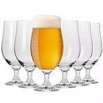 KROSNO Lager Beer Glasses | Set of 6 | 16.9 oz | Harmony Collection | Perfect for Home, Restaurants and Pubs | Dishwasher Safe