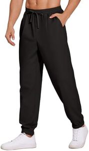 COOFANDY Men's Linen Casual Pants Lightweight Jogger Pants Elastic Waist Drawstring Yoga Beach Pants with Pockets Black