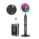 2-in-1 Roaming Photo Booth Compatible with Ipad 11in 10.9in 10.2in, Detachable Portable Photo Booth for Ipad Photobooth Machine Ring Light with Shell Stand Software APP, Flight Case,Black