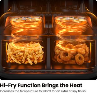 CHEFMAN Dual Air Fryer Oven 5.6L – Dishwasher Safe Baskets, Sync Finish, Black