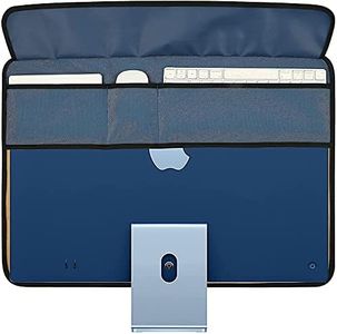 WESAPPINCcomputer Monitor Dust Cover for iMac 24”, PU Leather Protective Screen Dust Cover Sleeve with Rear Pocket Compatible with iMac 24 inch (24inch, Blue)