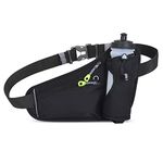 HOTEMIA Waist Bag Fanny Pack with Water Bottle Holder for Men Women Running Hiking Camping Cycling fits all phones(Bottle Not Included), Black, One Size, Sport