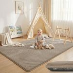 Baby Play Mat for Floor 1.3" Thick Foam Padded Area Rug 79"x 158" (Brown)