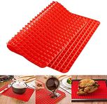 2022 Marys Silicone Pyramid Baking Cooking Mat Diamond Chef Tray Oven Non-Stick|Baking mats Non Stick Silicone | Silicone Oven mat, Reducing Healthy Heat-Resistant for Grilling BBQ 15.1 X10.6Inch Red