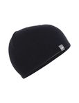 Icebreaker Merino Unisex Pocket Wool Winter for Men Or Women Beanie Hat, Black/Gritstone Hthr, One Size UK