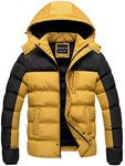 CREATMO US Men's Water Repellent Thicken Padded Puffer Jacket Black & Yellow 2XL