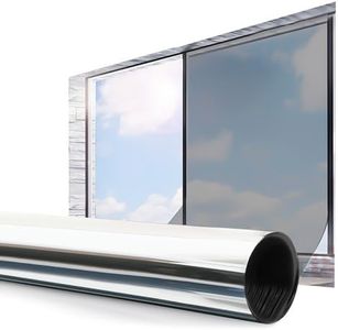 Warmiehomy Window Film Privacy One Way,76x200cm Mirror Reflective Sun Blocker UV Blocking Window Tint Film,Non-Adhesive Heat Control Anti Glare Glass Window Films for Home and Office,Silver