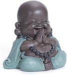 WGFKVAS Buddha Statue, Laughing Buddha Smiling Little Buddha Ceramic Buda Statue Little Monk Figurine Cute Baby Buddha for Home Office Car Decors Gift Crafts and Arts (Green)