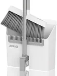 JOYMOOP White Broom with Dustpan Combo Set, Upright Stand Up Broom with Built-in Comb Teeth, Angle Broom for Home Kitchen Office Lobby, Pet Hair and Hardwood Floor Sweeping