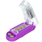 Pill Cutter for Multiple Pills at a Time, Pill Cutter Splitter for Small and Tiny Pills, Pill Cutter for Small or Large Pills, Pill Splitter with Hidden Sharp Stainless Steel Blade (Purple+Clear)