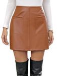 JANAK Faux Leather Front Pocket skirt (26, tan)